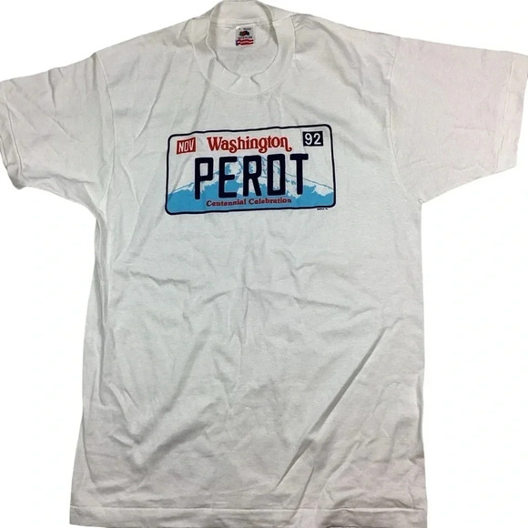 Vintage 1992 Ross Perot Washington plate single stitch T-shirt - Picture 1 of 6